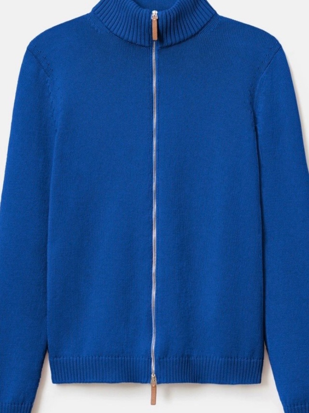 NWT LAFAYETTE 148 COTTON-SILK BOMBER CARDIGAN in BEAUTIFUL Galaxy Blue, size L